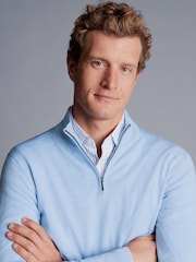 Charles Tyrwhitt Blue Sky Merino Quarter Zip Jumper - Image 2 of 4