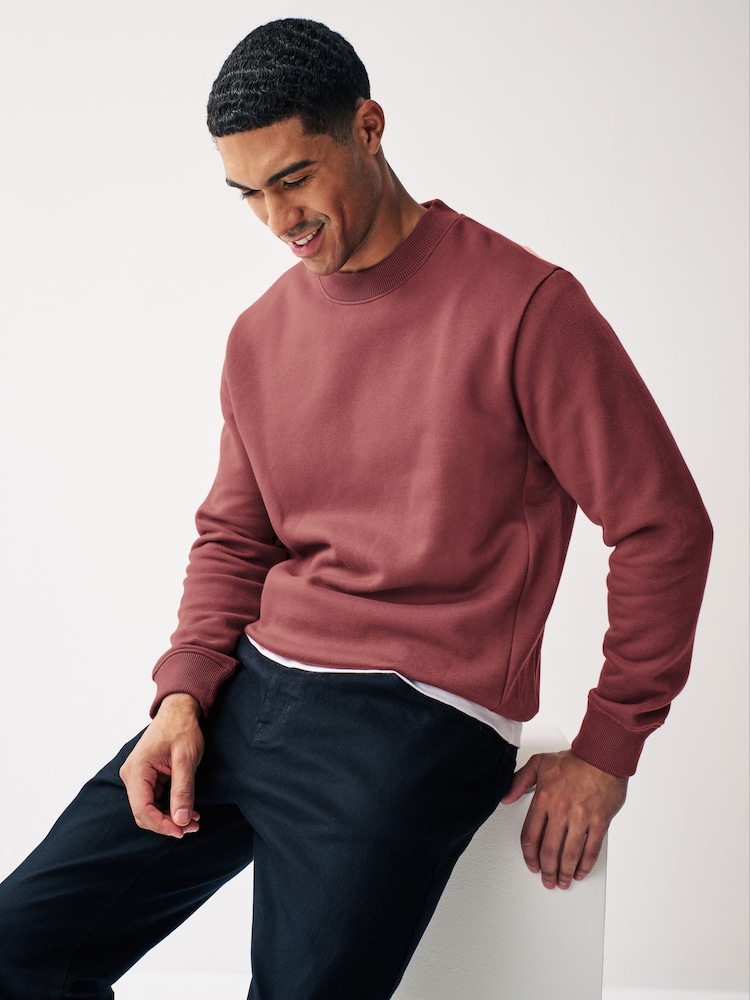 Pink Regular Fit Jersey Cotton Rich Crew Sweatshirt - Image 1 of 8