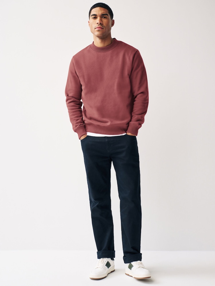 Pink Regular Fit Jersey Cotton Rich Crew Sweatshirt - Image 2 of 8 Pink Regular Fit Jersey Cotton Rich Crew Sweatshirt - Image 2 of 8