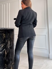 Girl In Mind Black Edith Boucle Military Button Blazer - Image 2 of 4