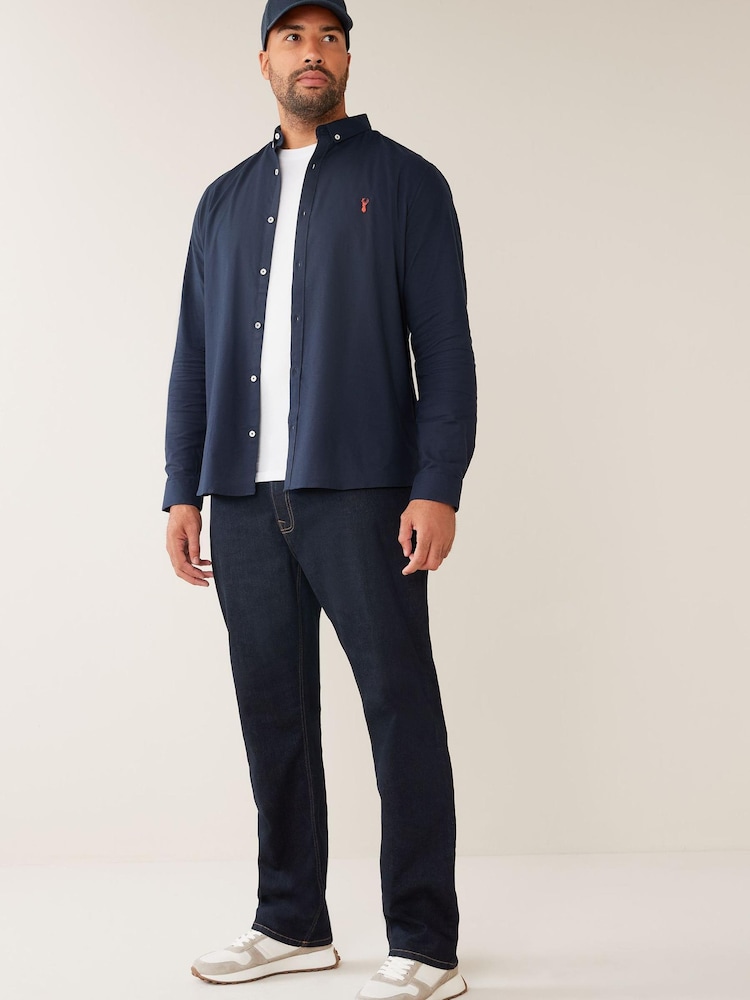 Navy Blue Long Sleeve Stretch Oxford Shirt - Image 1 of 4
