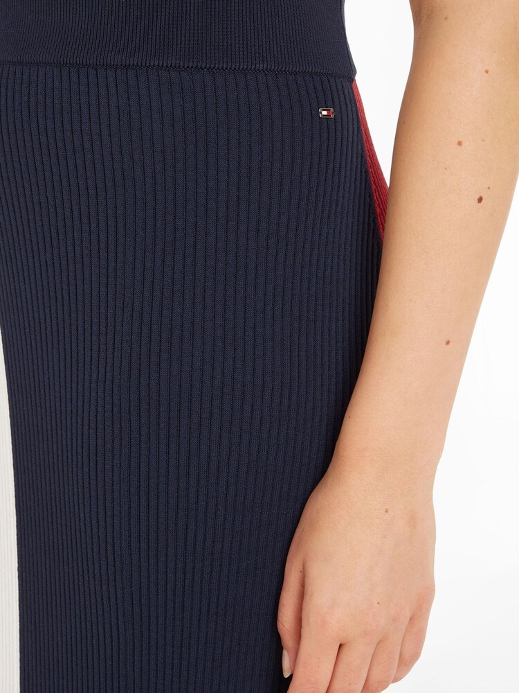 Tommy Hilfiger Blue Colour Block Rib Maxi Skirt - Image 2 of 4 Tommy Hilfiger Blue Colour Block Rib Maxi Skirt - Image 2 of 4