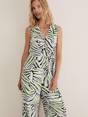 Phase Eight Green Tamsin Zebra Print Wide Leg Jumpsuit - Image 3 of 6