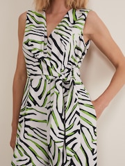Phase Eight Green Tamsin Zebra Print Wide Leg Jumpsuit - Image 5 of 6
