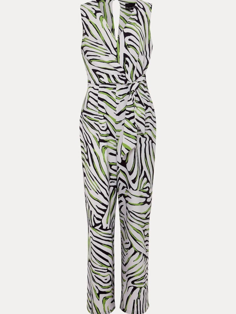 Phase Eight Green Tamsin Zebra Print Wide Leg Jumpsuit - Image 6 of 6
