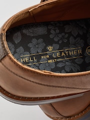 Tan Brown Standard Fit Leather Derby Shoes with Navy Contrast Sole - Image 6 of 8