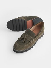 Khaki Green Forever Comfort® Leather Tassel Chunky Loafer Shoes - Image 5 of 7
