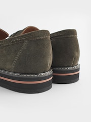 Khaki Green Forever Comfort® Leather Tassel Chunky Loafer Shoes - Image 7 of 7