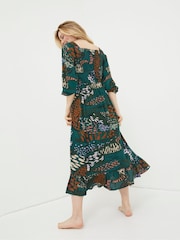 FatFace Green/Orange Adele Midi Dress - Image 2 of 6