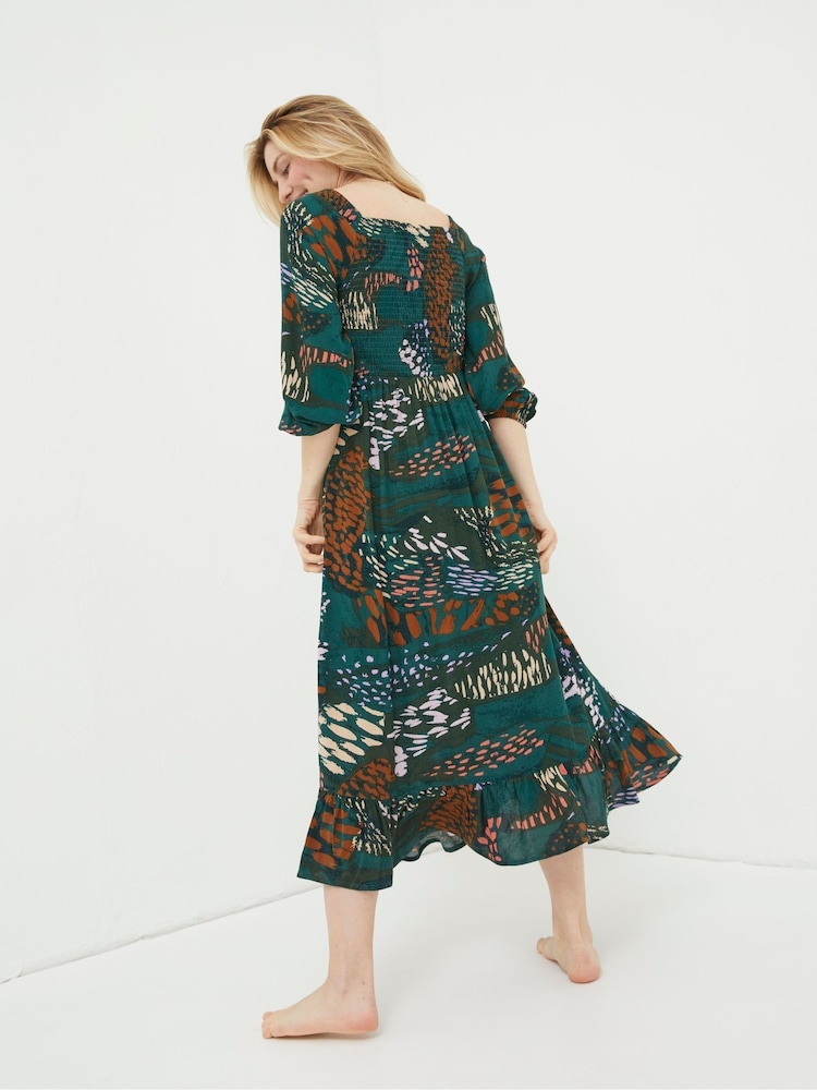 FatFace Green/Orange Adele Midi Dress - Image 2 of 6