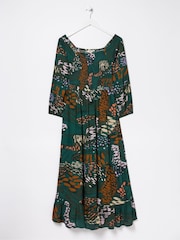 FatFace Green/Orange Adele Midi Dress - Image 6 of 6
