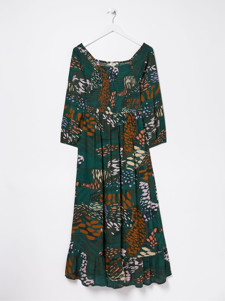 FatFace Green/Orange Adele Midi Dress - Image 6 of 6
