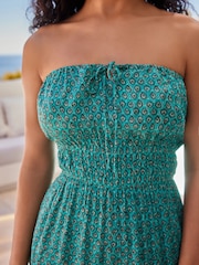 Teal Blue Multiway Halter-Tie Bandeau Wide Leg Jumpsuit - Image 6 of 8