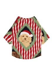 Chelsea Peers Red Pets Christmas Chip & Friends Stripe Print Pyjama T-Shirt - Image 1 of 3