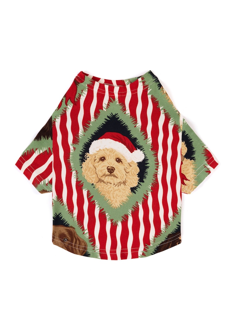 Chelsea Peers Red Pets Christmas Chip & Friends Stripe Print Pyjama T-Shirt - Image 1 of 3 Chelsea Peers Red Pets Christmas Chip & Friends Stripe Print Pyjama T-Shirt - Image 1 of 3