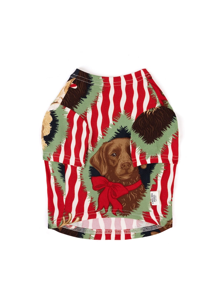 Chelsea Peers Red Pets Christmas Chip & Friends Stripe Print Pyjama T-Shirt - Image 2 of 3 Chelsea Peers Red Pets Christmas Chip & Friends Stripe Print Pyjama T-Shirt - Image 2 of 3