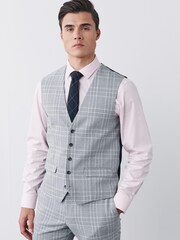 Grey Check Suit Waistcoat - Image 1 of 8