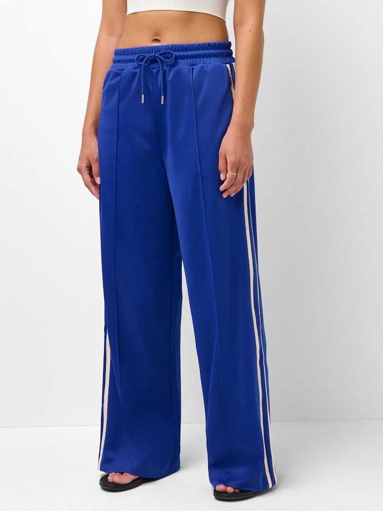 Sweaty Betty Blue Revival Pintuck Side Stripe Regular Wide Leg Trousers - Image 1 of 6