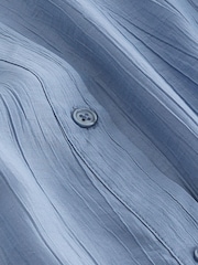 Blue Cropped Crinkle Bubble Hem Shirt - Image 5 of 6