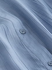 Blue Cropped Crinkle Bubble Hem Shirt - Image 6 of 6