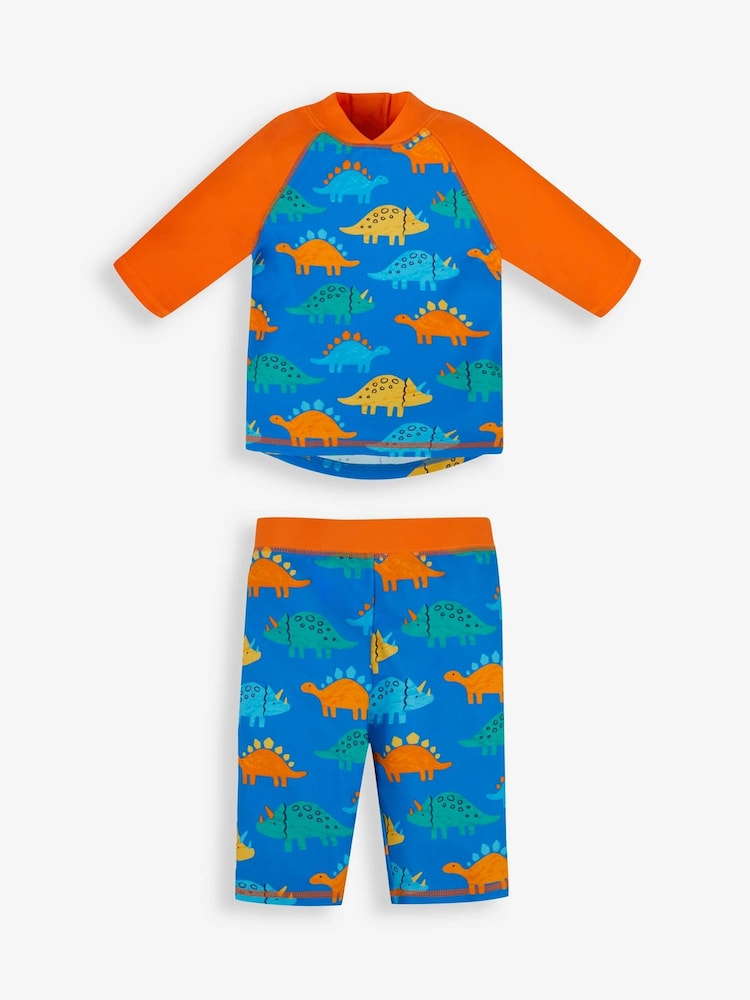 JoJo Maman Bébé Blue Dino UPF 50 2-Piece Sun Protection Suit - Image 1 of 4
