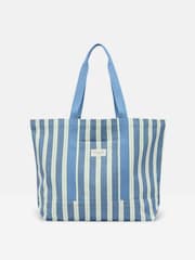 Joules Promenade Blue & White Striped Canvas Beach Bag - Image 3 of 6