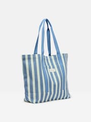 Joules Promenade Blue & White Striped Canvas Beach Bag - Image 4 of 6