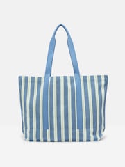 Joules Promenade Blue & White Striped Canvas Beach Bag - Image 5 of 6
