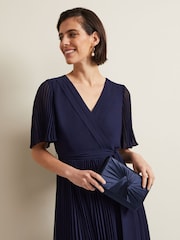 Phase Eight Blue Satin Twist Clutch - Image 1 of 7