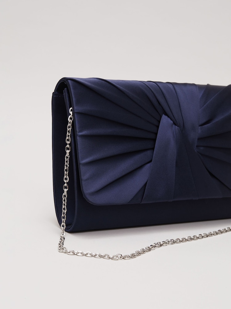Phase Eight Blue Satin Twist Clutch - Image 7 of 7