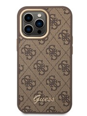 Guess iPhone 14 Pro Brown Case - Pc/Tpu 4G Pu Case Metal Camera Outline & Buttons - Image 1 of 16