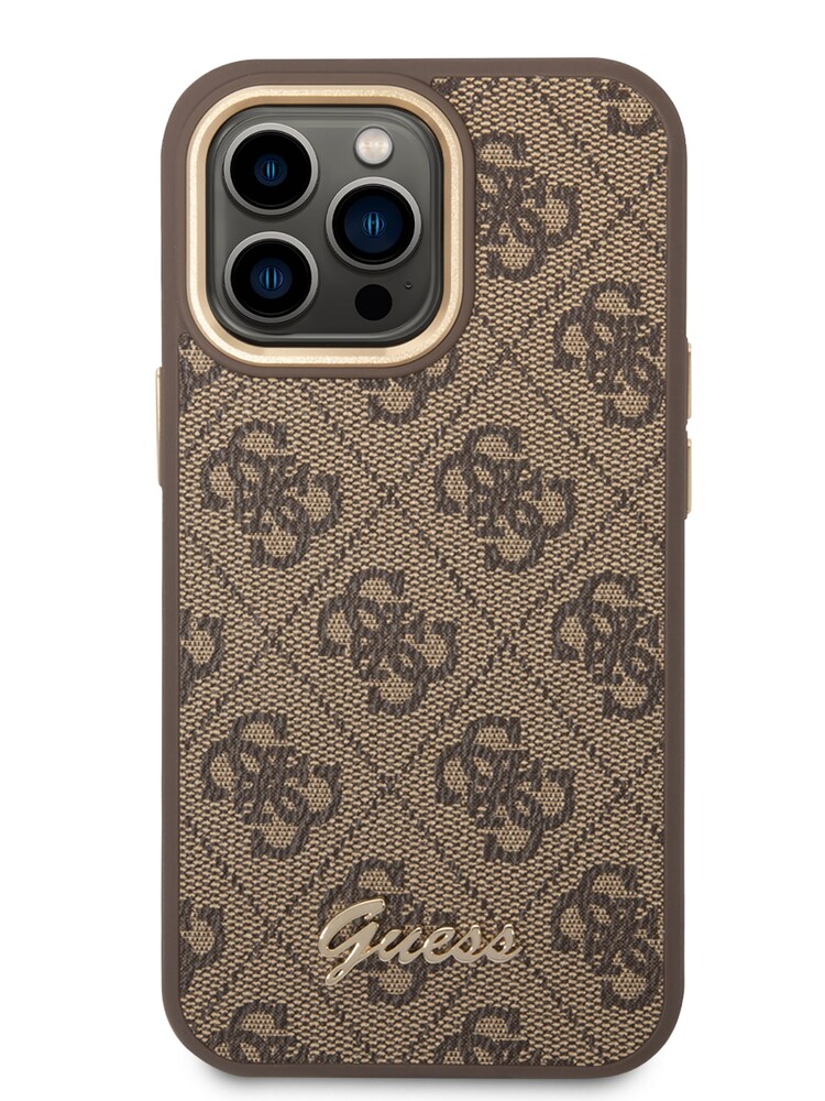 Guess iPhone 14 Pro Brown Case - Pc/Tpu 4G Pu Case Metal Camera Outline & Buttons - Image 1 of 16