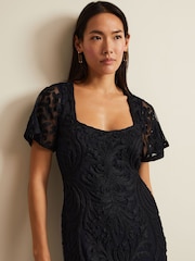 Phase Eight Blue Matilda Tapework Midi Dress - Image 4 of 7