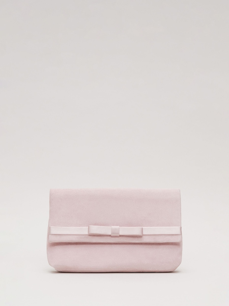 Phase Eight Pink Satin Trim Bow Bag - Image 1 of 7