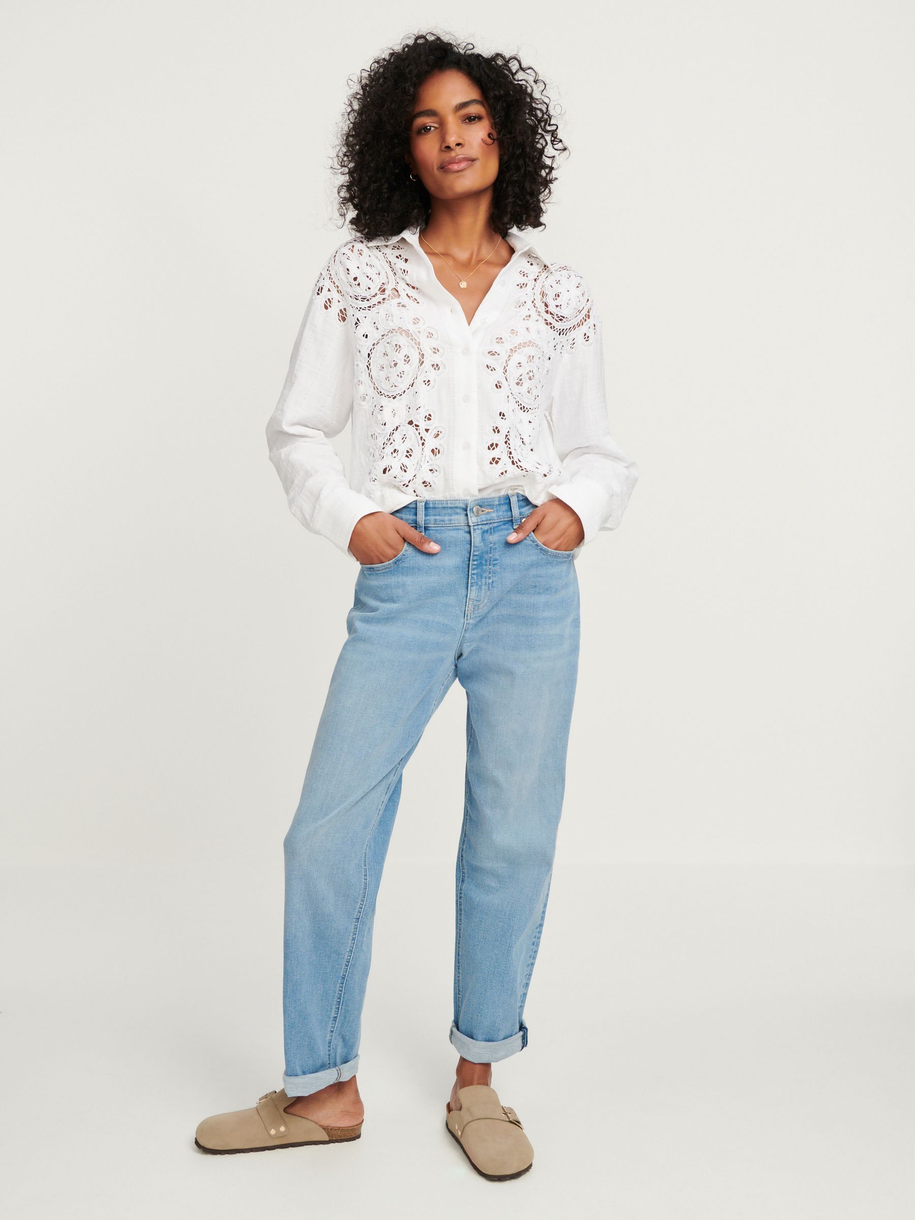 Stretch boyfriend jeans top