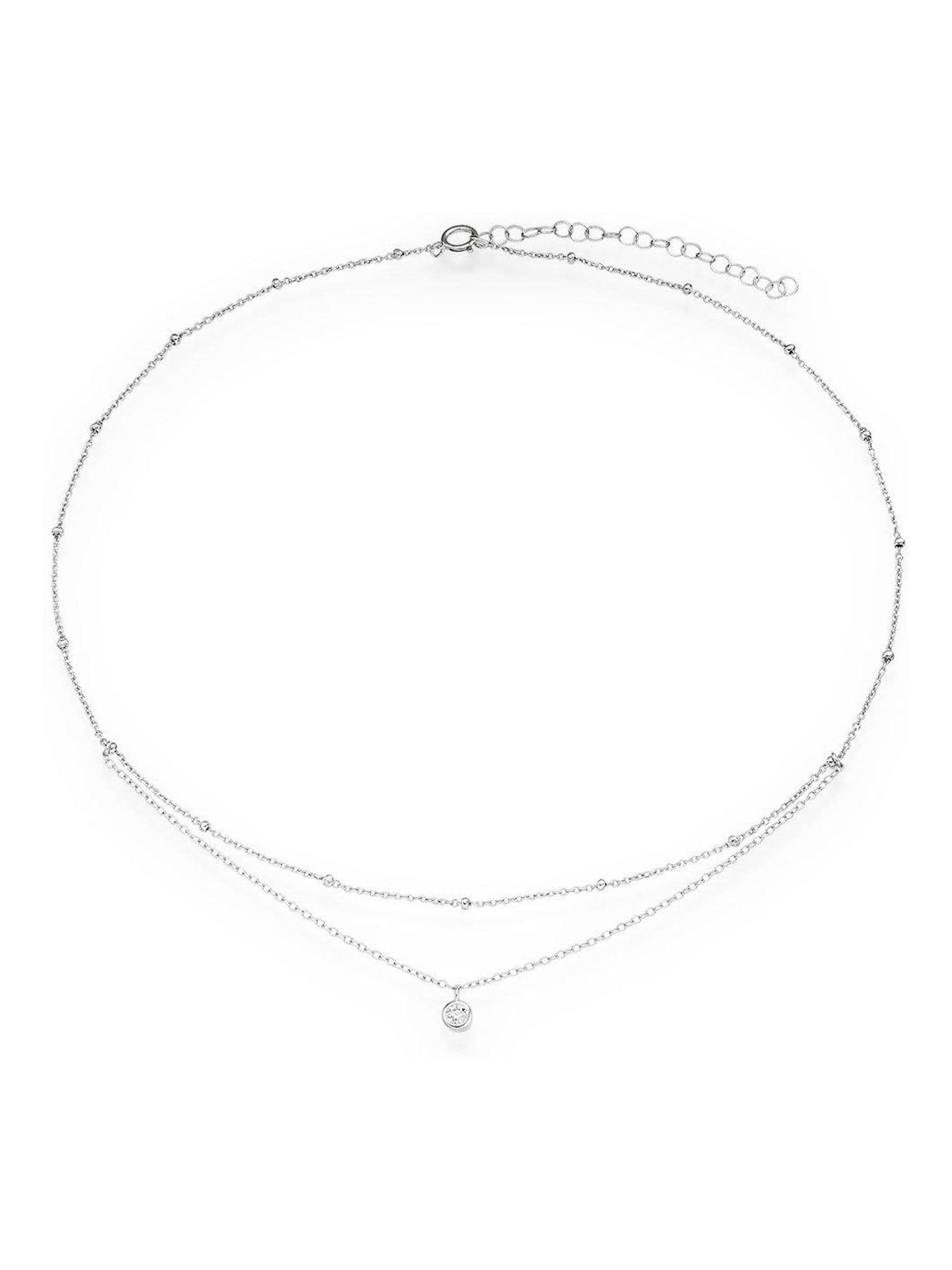Beaverbrooks Silver Cubic Zirconia Choker Necklace