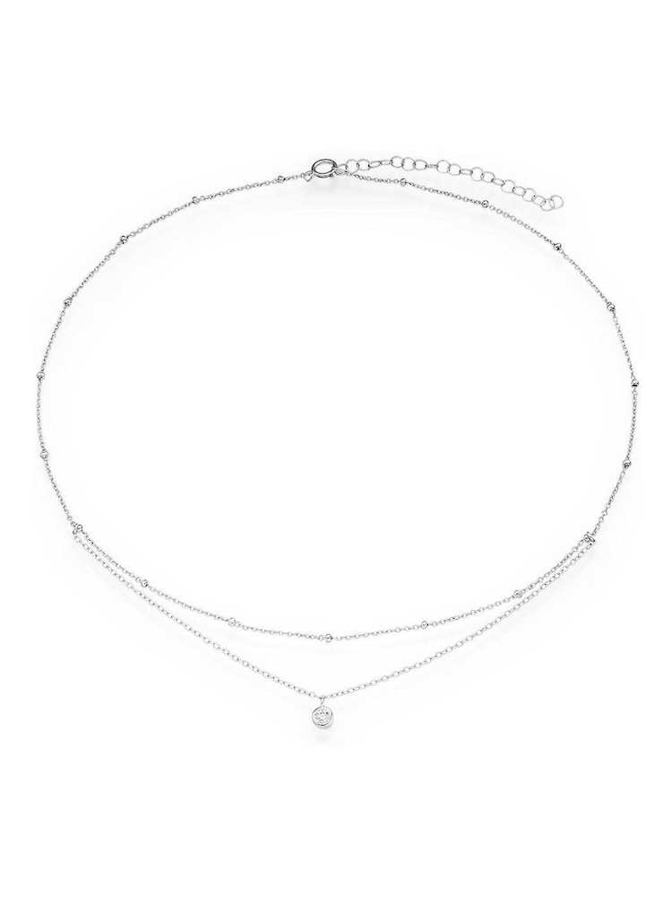 Beaverbrooks Silver Cubic Zirconia Choker Necklace - Image 1 of 4