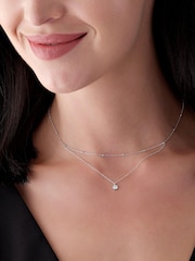 Beaverbrooks Silver Cubic Zirconia Choker Necklace - Image 4 of 4