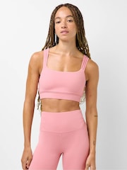 Sweaty Betty Deco Pink Ultimate Studio Ruched Bra - Image 2 of 6
