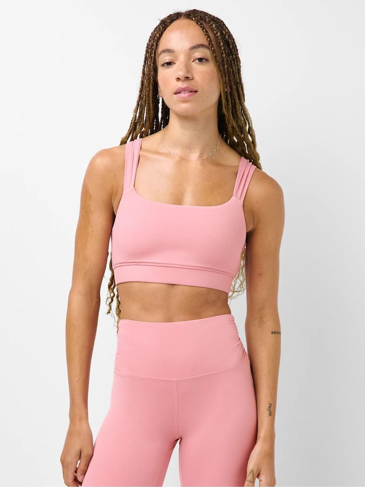 Sweaty Betty Deco Pink Ultimate Studio Ruched Bra - Image 2 of 6