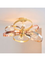 Gallery Home Brass Circle Flush Ceiling Light - Image 1 of 7