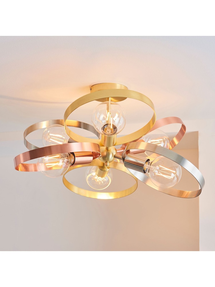 Gallery Home Brass Circle Flush Ceiling Light - Image 1 of 7