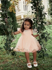 Pink Embroidered Mesh Party Dress (3mths-10yrs) - Image 3 of 8