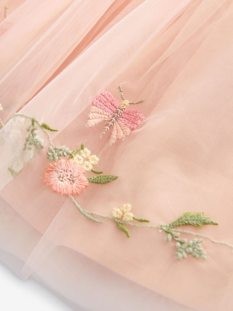 Pink Embroidered Mesh Party Dress (3mths-10yrs) - Image 8 of 8