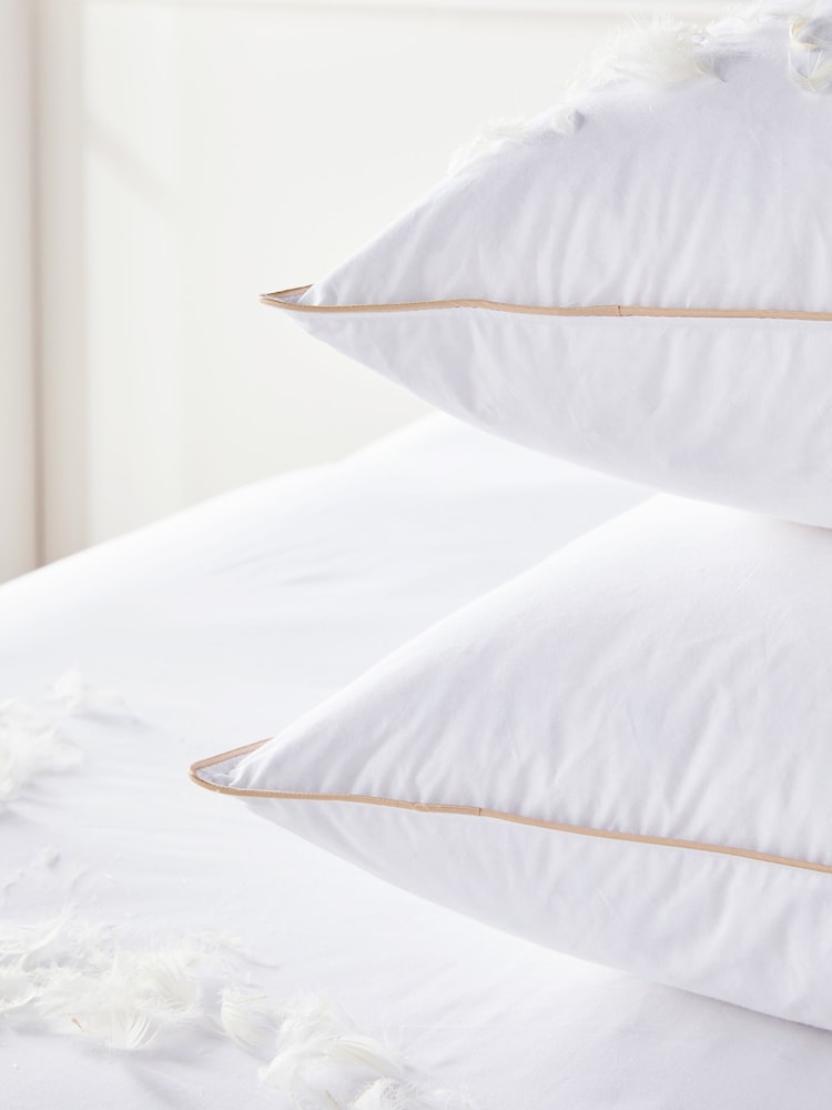 Set of 2 Firm 100% Cotton Goose Feather and Down Pillows - Image 3 of 3