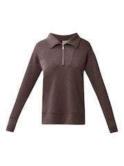 Braun - Sweaty Betty Sand Wash Half Zip Longline Sweatshirt - Bild 5 von 6