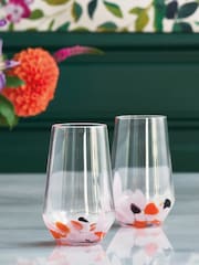Clarke & Clarke Blush Pink Luco Tapered Set of 2 Tumbler Glasses - Image 1 of 2