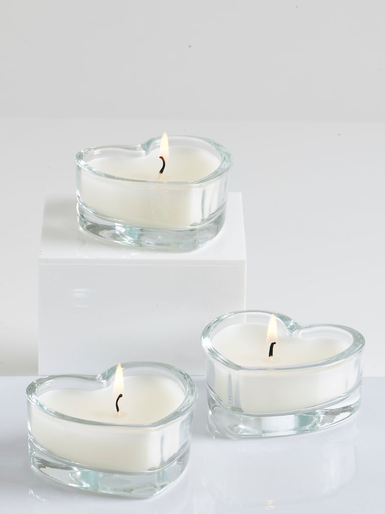 Grey English Rose XL Tealights Heart Candle - Image 1 of 1