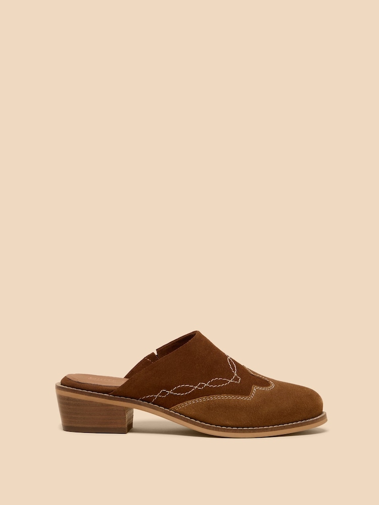 White Stuff Brown Wallflower Suede Mules - Image 1 of 4