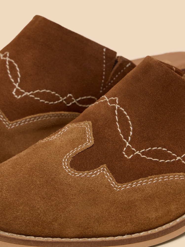 White Stuff Brown Wallflower Suede Mules - Image 4 of 4 White Stuff Brown Wallflower Suede Mules - Image 4 of 4